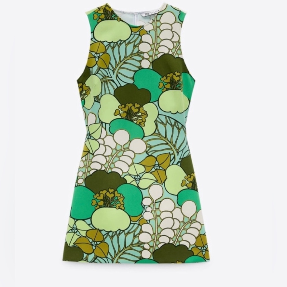 Green Zara Retro Mini Dress